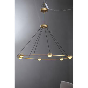 Lustre moderne de luxe à plusieurs niveaux, en <span class=keywords><strong>laiton</strong></span> doré avec sphères de cristal, lumière LED à économie d'énergie blanc chaud doux 2700K - Product Image 1