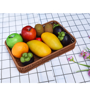 Keranjang penyimpanan gaya rotan, keranjang penyimpanan serbaguna desain persegi persegi panjang dekorasi rumah wadah penyimpanan tahan lama - Product Image 5