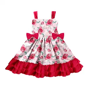 नवीनतम गर्मियों छोटी लड़कियों विशेष सुंदर डिजाइन पोशाक बच्चे उच्च गुणवत्ता कम कीमत मीठा प्रिंट फ्रॉक.