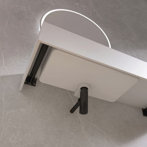 Maydon อ่างพอร์ซเลนติดผนังทรงสี่เหลี่ยมหินอ่อนสีขาวด้านที่มีการไหลล้นสำหรับห้องน้ำ - Product Image 3