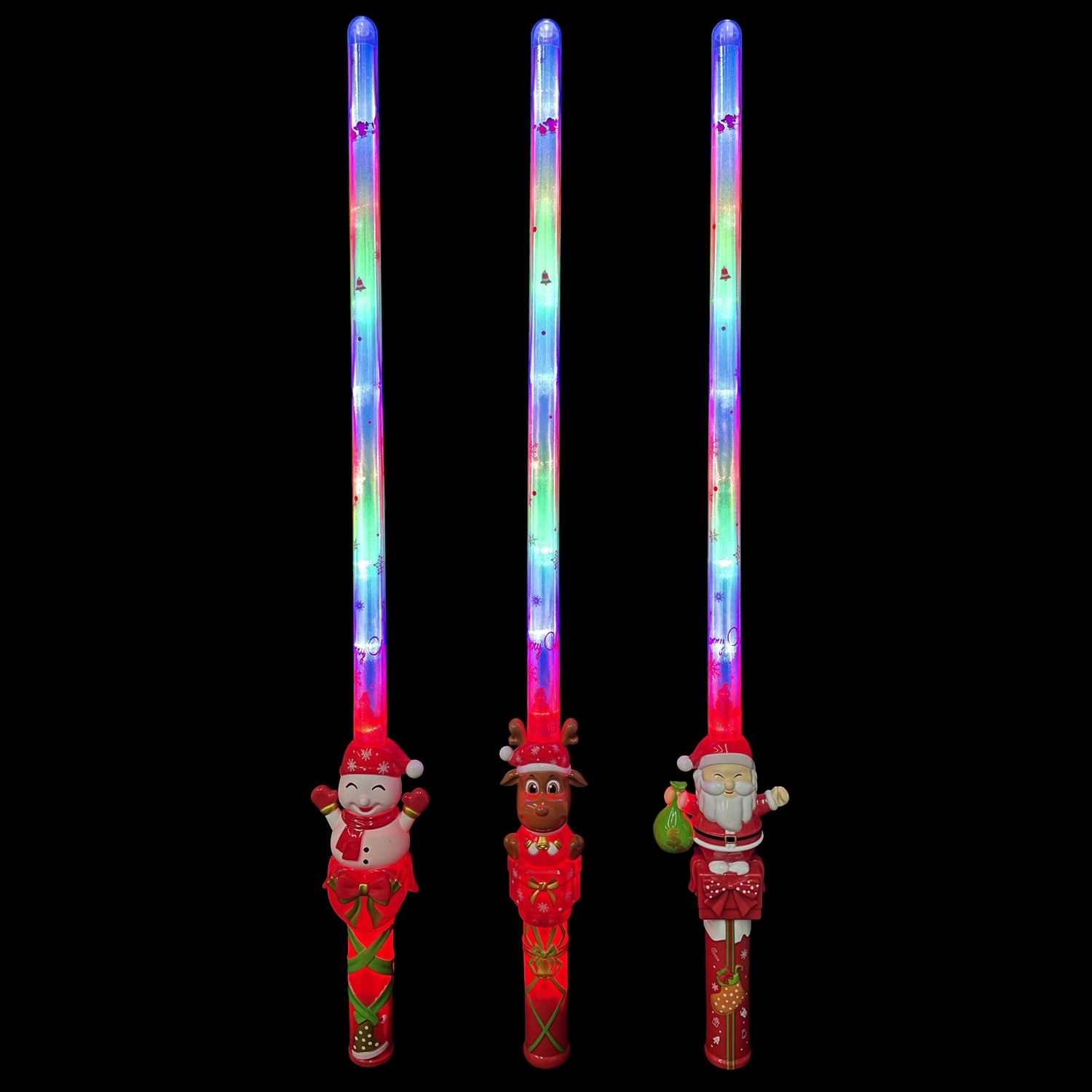Christmas LED Glowing Sword Toy with Sound Santa Claus Snowman Musical Light up Toys Kids Party Gift