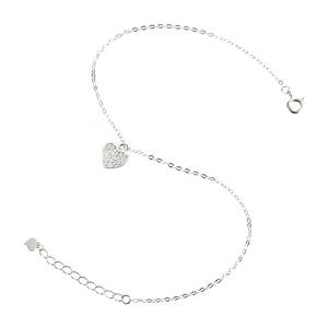 गर्म बिक्री कस्टम 925 स्टर्लिंग चांदी महिलाओं की पायल सरल प्यार दिल घन Zirconia ठीक गहने पैर की चेन पायल - Product Image 1