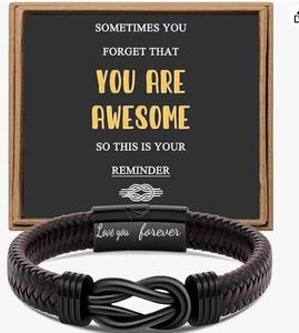 Nueva Pulsera Moderna Antiestática, Correa de Muñeca Tejida a Mano, Pulsera de Cuero y Acero Inoxidable con Cierre Magnético, Regalo para la Familia - Product Image 2