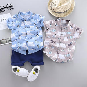 Vêtements décontractés de style coréen transfrontalier pour garçons de 0 à 4 ans ensemble de chemises à manches courtes pour bébés avec motif de <span class=keywords><strong>dessin</strong></span> <span class=keywords><strong>animé</strong></span> - Product Image 1