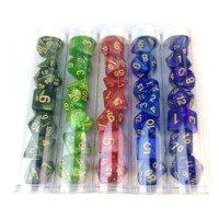 Ensemble de dés D&D/RPG D20 de haute qualité avec étiquettes personnalisées en vrac, noyau liquide et tube de rangement transparent en plastique