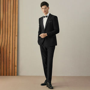 Traje de Boda de Alta Calidad para Hombre, Corte Entallado, Solapa de Muesca, Conjunto de <span class=keywords><strong>2</strong></span> Piezas, Mezcla de Poliéster, Atuendo Formal para Novio - Product Image 2