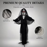 SIPKLR 5.9ft Décoration de squelette d'Halloween sur pied avec effets sonores et lumineux, décoration massive effrayante pour maison hantée