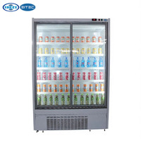 Réfrigérateur de supermarché avec vitrine en verre et porte battante