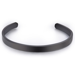 Bracelet manchette unisexe en acier inoxydable en forme de C, lisse, 5 mm x 15 cm, bijou tendance - Product Image 3