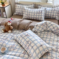 Ensemble de housse de couette imprimée d'animaux en polyester 100% doux, 4 pièces, style dessin animé frais