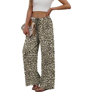 Women's Linen Palazzo Pants Wide Leg High Waist <b>Flowy</b> Beach Trousers With Pockets Breathable Summer Wear - Product Image 4
