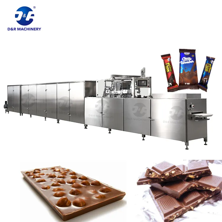 Plc Volautomatische Chocolade Moulding Productie Lijn Met Servo Gedreven Chocolade Making Machine En Automatische Biscuit Apparaat