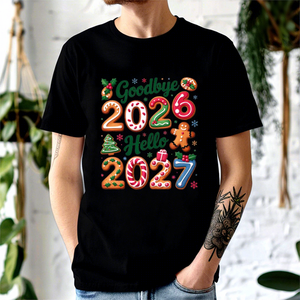 <span class=keywords><strong>Maglietta</strong></span> in cotone stampata con stampa vintage a fumetti, vestibilità ampia, 180g, <span class=keywords><strong>per</strong></span> feste di Natale e <span class=keywords><strong>Capodanno</strong></span>, transfrontaliera, addio 2026, buon anno 2027 - Product Image 4