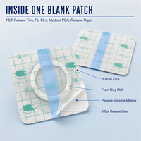 Patch vierge pour points d'acupuncture avec film PU circulaire, étanche et auto-adhésif, pour base de pansement aux herbes