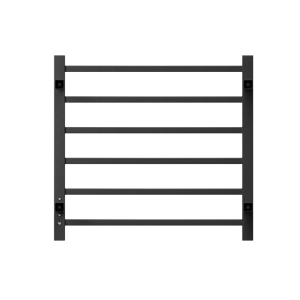 Calentador de toallas eléctrico de 6 barras, negro mate, de pared, con enchufe, para baño, con temporizador, para hoteles - Product Image 6