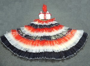 Trajes de baile para niñas, vestido de baile para adultos de Francia <span class=keywords><strong>Cancan</strong></span>, vestido largo dividido hasta el tobillo con volantes para escenario de España - Product Image 6
