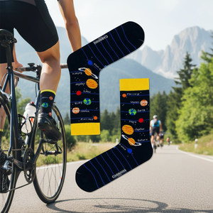 Calcetines Deportivos con Diseño de Planetas Coloridos, Transpirables, Resistentes al Sudor, Bordados, Jacquard Digital, Personalizables para Ciclismo - Product Image 3