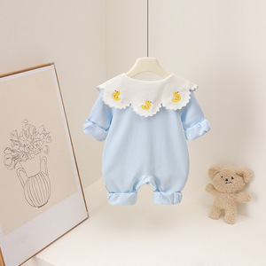 Novedad de Primavera-Verano, Mono de Algodón con Cuello de Volantes y Estampado Floral Pequeño para <span class=keywords><strong>Bebés</strong></span> Niñas, Estilo Instagram - Product Image 2