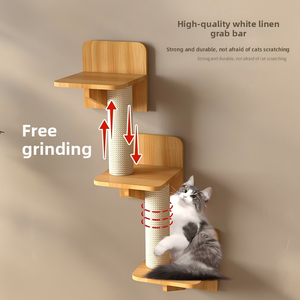 Plateforme murale en bois massif pour <span class=keywords><strong>chat</strong></span>, <span class=keywords><strong>avec</strong></span> perchoir et capsule spatiale, lit pour <span class=keywords><strong>chat</strong></span>, style vertical mural personnalisable, design épuré - Product Image 3