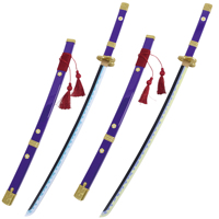 Épée d'anime Ming Hu, nouvelle épée en bois de bambou Zoro, lame de démon à flamme violette, épée japonaise de cosplay