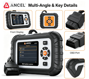ANCEL AD710 Scanner multi-systèmes, testeur de batterie 12V, purge ABS, réinitialisation EPB, recherche DTC, test de puce DLC pour 17 marques de voitures - Product Image 1