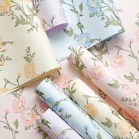 Kertas Pembungkus Bunga Motif Poppy Vintage Latar Belakang Gelap Perlengkapan Pembungkus Buket Bunga Grosir