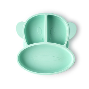 Assiette à ventouse en silicone pour bébé, avec cuillère d'apprentissage, vaisselle pour enfants, assiette à ventouse singe simple - Product Image 6