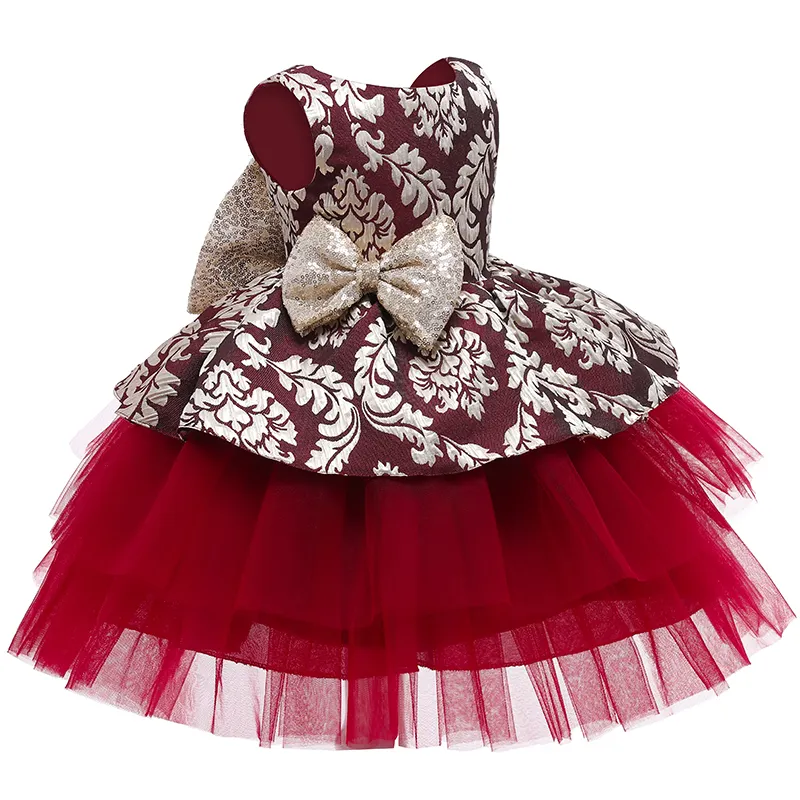 New Arrival Costumes For Girls' Kids Print Flower Dress Baby Fancy Frocks D0724