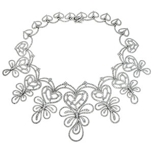 Collier Chandelier Cœur Épanoui en Or Blanc 14K Classique Très Demandé avec Diamants, Idéal pour Fêtes et Usage Quotidien, Disponible au Prix d'Usine - Product Image 3