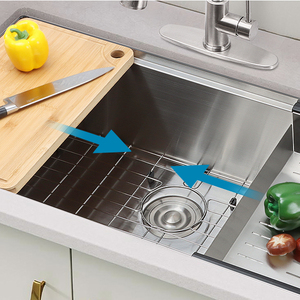 <span class=keywords><strong>Évier</strong></span>s de <span class=keywords><strong>cuisine</strong></span> à montage sous plan à cuve unique, acier inoxydable 304 de calibre 16, finition nickel brossé - Product Image 6