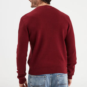 Pull à col rond en maille ajusté pour homme, hiver, taupe, respirant, séchage rapide, coton-polyamide, avec poignets côtelés, profilé - Product Image 3