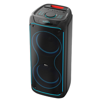 Cinéma à domicile, lecteur audio portable, téléphone portable, lecteur de karaoké, ordinateur, scène, extérieur, haut-parleur de fête avec microphones