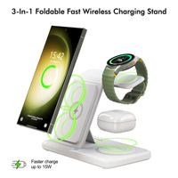 Nouvelle conception de chargeur sans fil 3 en 1, pliable, portable, multifonction, station de charge, charge réelle de 15 W, ABS, prix d'usine