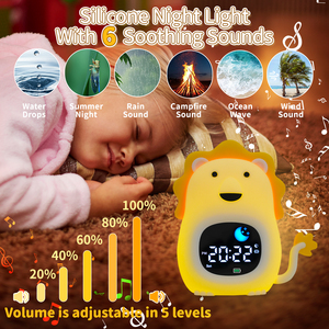 New Thông Minh 6 Trong 1 Tiếng Ồn Trắng Máy Ngủ Thức Dậy Trẻ Em Ngủ Huấn Luyện Viên Báo Thức Bảng Đồng Hồ RGB Ánh Sáng Ban Đêm Âm Nhạc Hẹn Giờ - Product Image 5