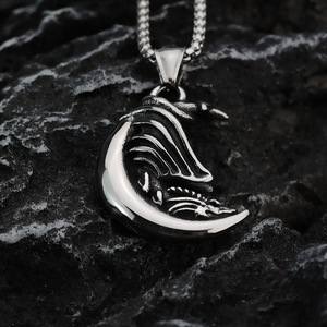 สร้อยคอจี้รูปมังกรสแตนเลสสำหรับผู้ชายรูปทรงสัตว์ไม่สมมาตรเครื่องประดับแฟชั่นสำหรับการจับคู่เสื้อผ้า - Product Image 1