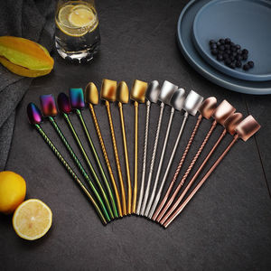 304 Stainless Steel Straw Spoon Thickened Flat Design For Coffee Tea Stirring And Scooping Watermelon Milk Tea - Product Image 4