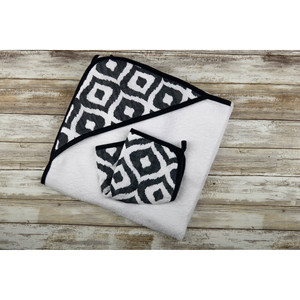 Ensemble de serviettes et de débarbouillettes à capuche en coton bleu marocain - Product Image 6