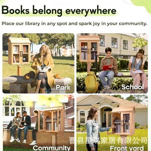 Wooden Outdoor Book Box Double Compartment <b>Solid</b> <b>Wood</b> Storage With Magnetic Latches For Garden Reading - Product Image 4