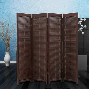 Chinese Screen Folding Partition Simple Modern Living Room Moving Folding Screen Solid Wood Bamboo Screen Partition