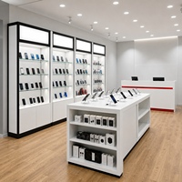 Vitrine d'exposition personnalisée pour téléphones portables, comptoir d'affichage LED pour magasin de téléphonie mobile, fabricant complet d'agencements de magasin OEM ODM