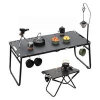 Mesa de Camping Plegable Moderna de Metal, Portátil, Compacta, Baja, para Exteriores, con Altura Ajustable, para Almacén, Camping y Cocina