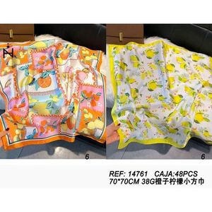 Foulard Quadrato Piccolo Arancione Limone 70x70cm 38g Stampa Moda Accessorio Donna - Product Image 3