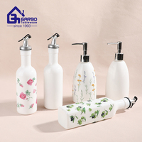 Bouteille distributrice d'huile d'olive en verre opale blanc de 350 ml, 36 pièces en vrac avec décalcomanie personnalisée à l'extérieur