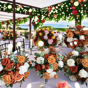 Vente <span class=keywords><strong>en</strong></span> gros de petites boules de fleurs <span class=keywords><strong>en</strong></span> soie faites à la main, diamètre 35 cm, pour mariage, fête des mères, centre de table, décoration - Product Image 2