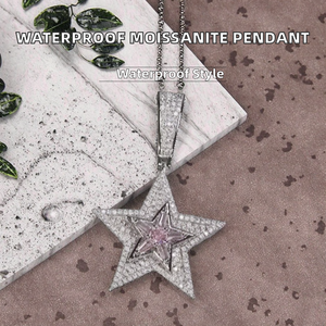 Colgante de recuerdo con forma de estrella, brillante, nuevo, resistente al agua y a los arañazos, chapado en oro rosa, con diamante de moissanita. - Product Image 3