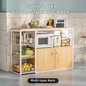 Mueble de Almacenamiento de Cocina con Ruedas, Organizador de Múltiples Niveles, Estante de Madera para Despensa - Product Image 2