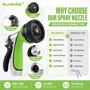Pistolet <span class=keywords><strong>d</strong></span>'<span class=keywords><strong>arrosage</strong></span> de jardin SUNSHINE à 8 modes avec gâchette arrière améliorée, en ABS et TPR, léger, avec vis de contrôle du <span class=keywords><strong>d</strong></span>ébit - Product Image 3