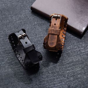 Men's Stylish Viking Leather Wrap Bracelets Rock Punk <b>Compass</b> Charm Male Wrist Jewelry Length Adjustable Bracelet - Product Image 2