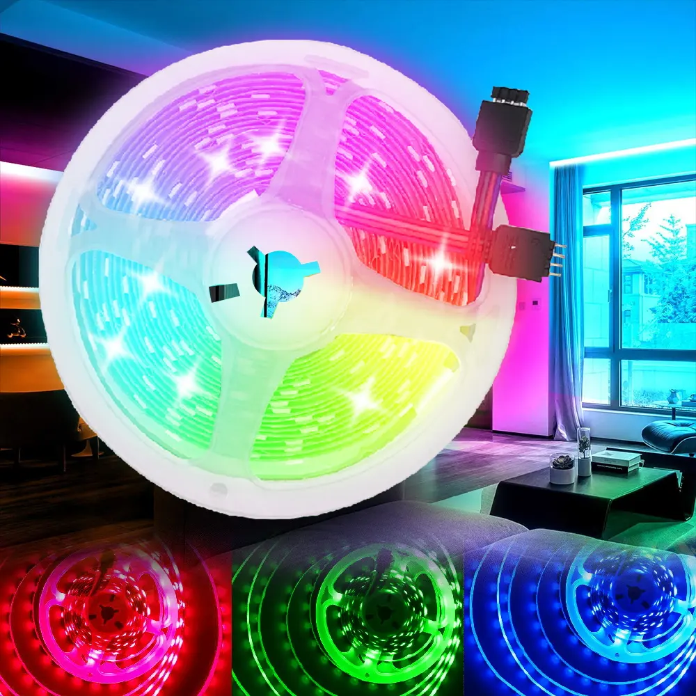 SMD5050 RGB LED 5M/Reel Non-Waterproof Multi Color Home Room Decor Flexible Light Strip DC 12V Smart Tape Ribbon Light