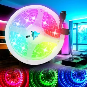 SMD5050 RGB LED 5M/סליל עמיד למים רב צבעוני עיצוב חדר בית רצועת אור גמישה DC 12V סרט חכם אור